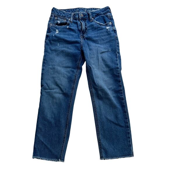 Gap Girlfriend High Waisted Distressed Raw Hem Jeans - Size 8 - Picture 1 of 6